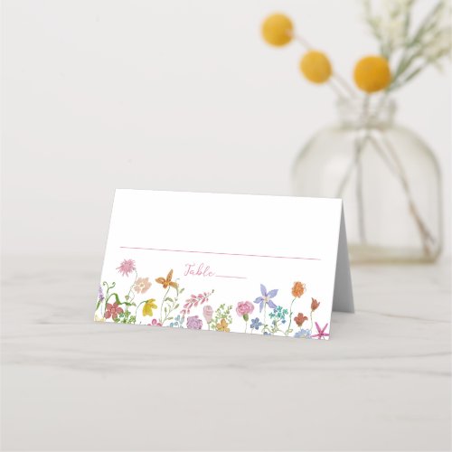 Whimsical Garden Wildflower Wedding Place Card