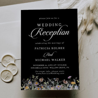 Whimsical Garden Wildflower Wedding Reception Invitation