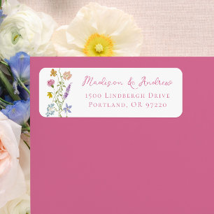 Whimsical Garden Wildflower Wedding Return Address Label