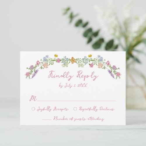 Whimsical Garden Wildflower Wedding RSVP Card