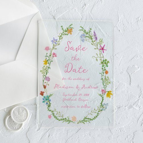 Whimsical Garden Wildflower Wedding Save the Date