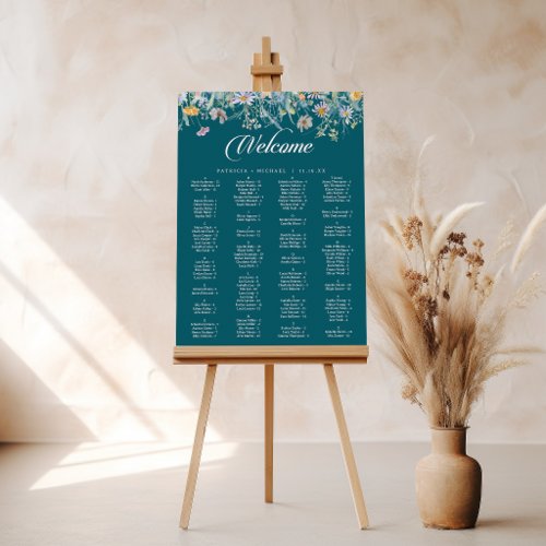 Whimsical Garden Wildflower Wedding Seating Chart Foam Board