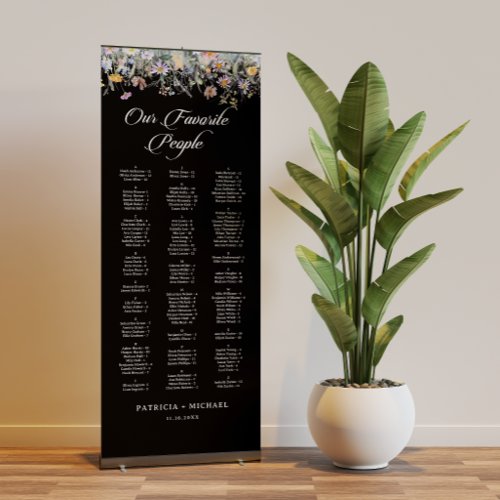Whimsical Garden Wildflower Wedding Seating Chart Retractable Banner