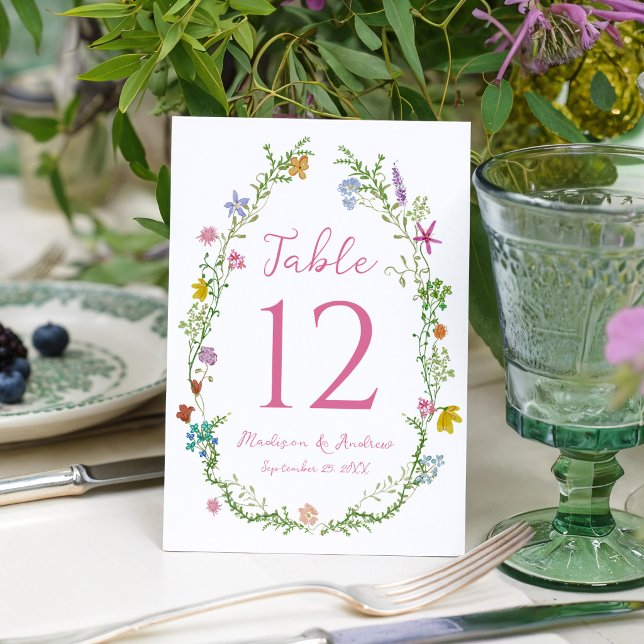 Whimsical Garden Wildflower Wedding Table Number (Creator Uploaded)