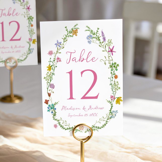 Whimsical Garden Wildflower Wedding Table Number (Creator Uploaded)