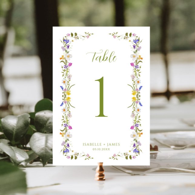 Whimsical Garden Wildflower Wedding Table Number (Creator Uploaded)