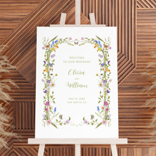  Whimsical Garden Wildflower Wedding Welcome Sign