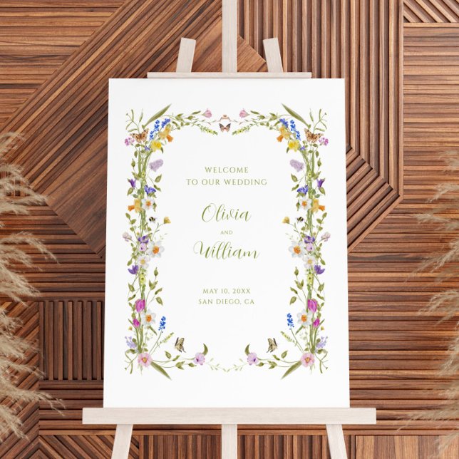  Whimsical Garden Wildflower Wedding Welcome Sign (Creator Uploaded)