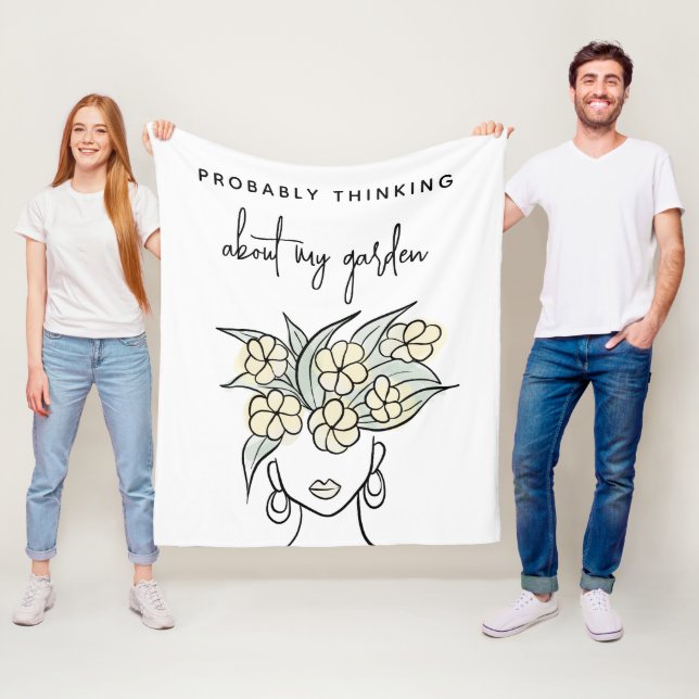 Whimsical Gardener Boho Yellow Floral Personalized Fleece Blanket (In Situ)