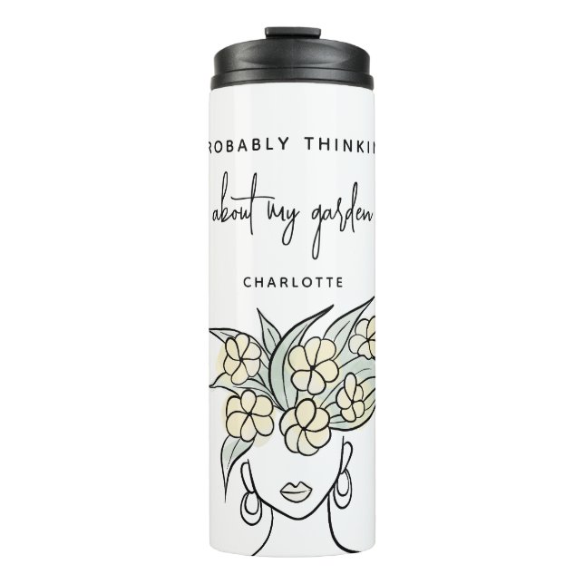 Whimsical Gardener Personalized Thermal Tumbler (Front)