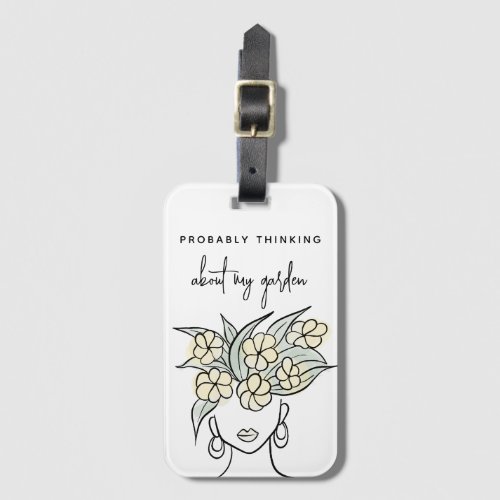 Whimsical Gardener Yellow Boho Floral Cute Plant Luggage Tag