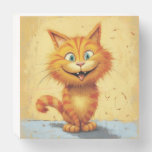Whimsical Garfield Cat Artwork - Playful Cat Wooden Box Sign