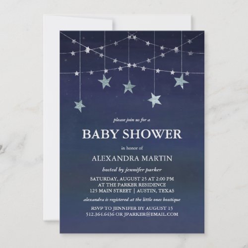 Whimsical Garlands of Stars in the Sky Baby Shower Invitation