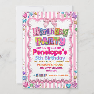 Whimsical Gemstone Birthday Party Invitation