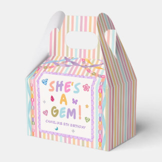 Whimsical Gemstone Colorful Girl Birthday Party Favor Boxes
