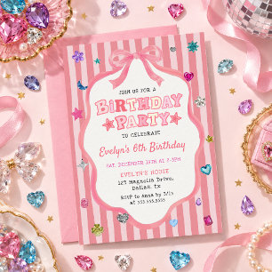 Whimsical Gemstone Girl Birthday Party Invitation
