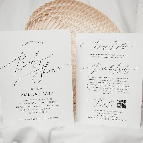 Whimsical Gender Neutral  All in One Baby Shower Invitation