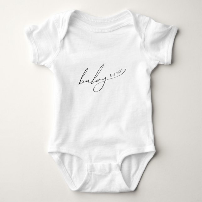 Whimsical Gender Neutral Baby Est Bodysuit (Front)