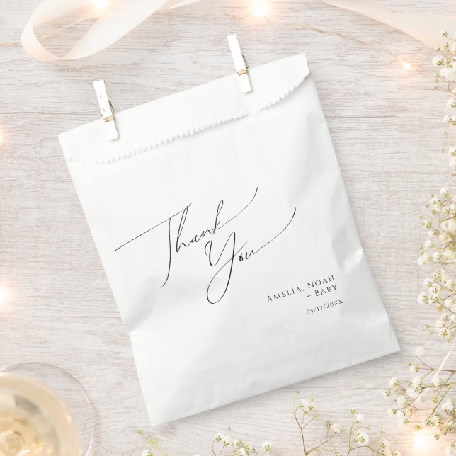 Whimsical Gender Neutral Baby Shower Thank You Favor Bag (Clipped)