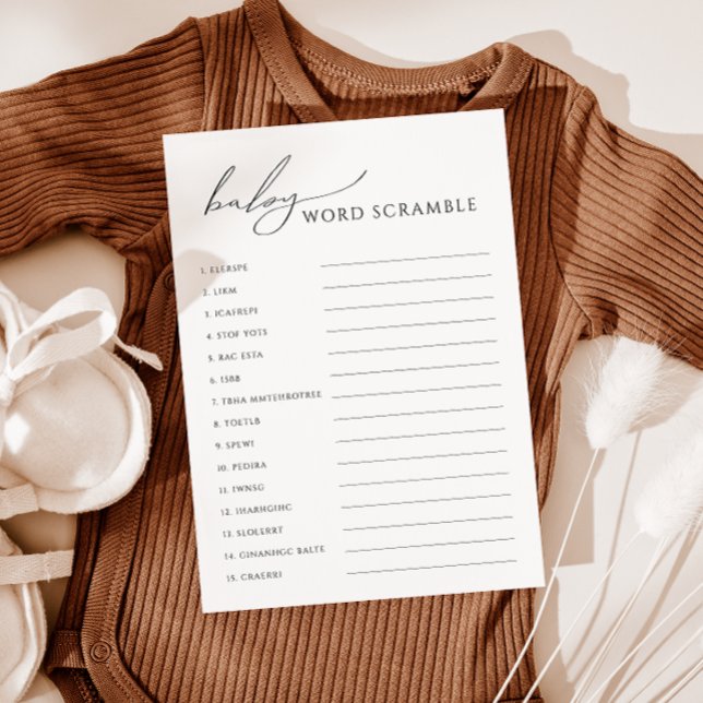 Whimsical Gender Neutral Baby Word Scramble Card (Creator Uploaded)