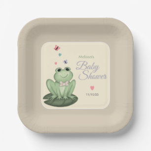 Whimsical Gender Neutral Frog Baby Shower Paper Plates
