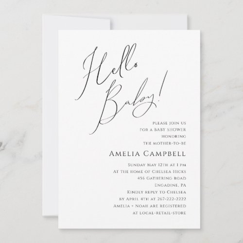 Whimsical Gender Neutral Hello Baby Baby Shower Invitation