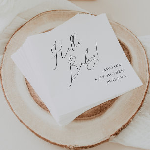 Whimsical Gender Neutral Hello Baby Shower Napkins