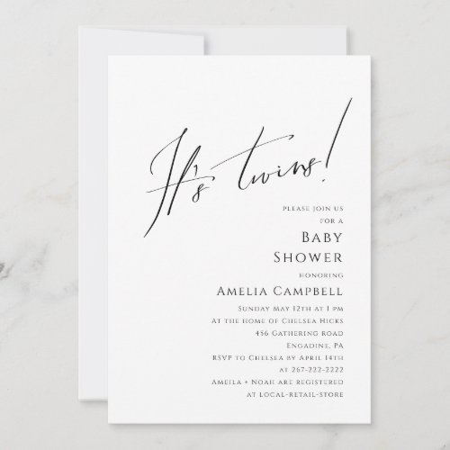 Whimsical Gender Neutral Its Twins Baby Shower Invitation