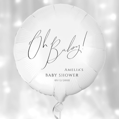 Whimsical Gender Neutral Oh Baby Shower Balloon
