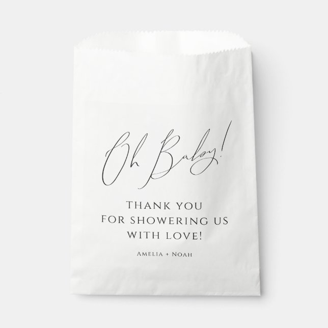Whimsical Gender Neutral Oh Baby Shower Thank You Favor Bag (Front)
