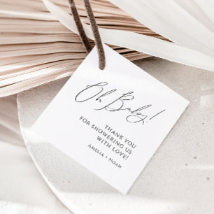 Whimsical Gender Neutral Oh Baby Shower Thank You Favor Tags