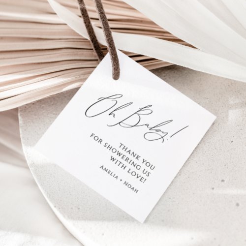 Whimsical Gender Neutral Oh Baby Shower Thank You Favor Tags