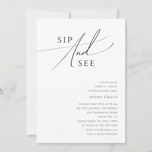 Whimsical Gender Neutral Sip And See  Invitation