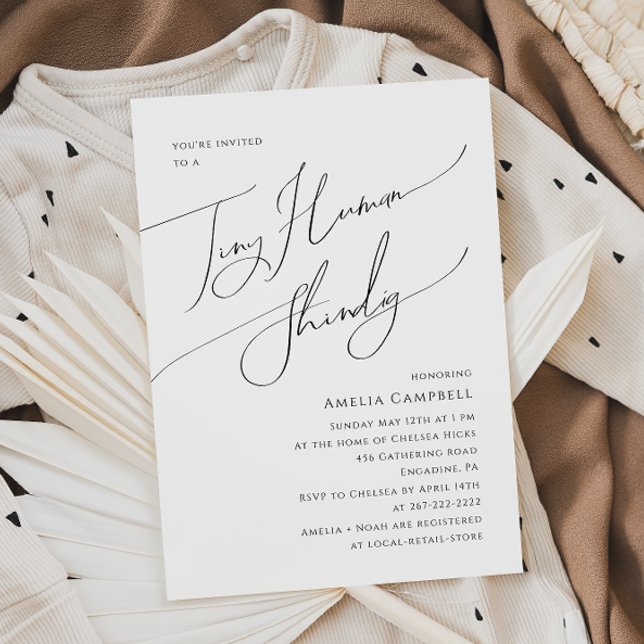 Whimsical Gender Neutral Tiny Human Baby Shower Invitation (Creator Uploaded)