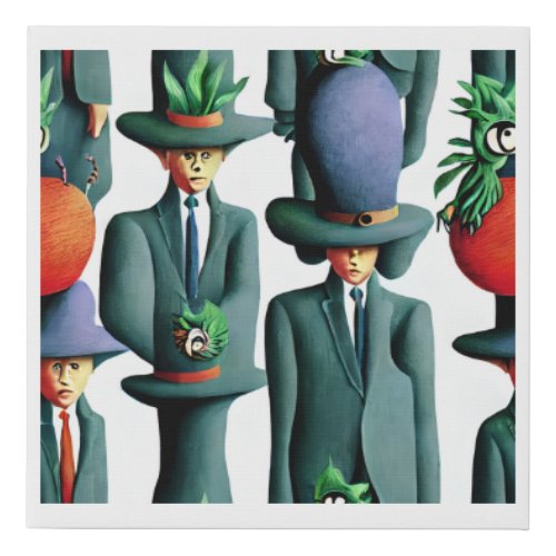 Whimsical Gentlemen of Verdure Faux Canvas Print