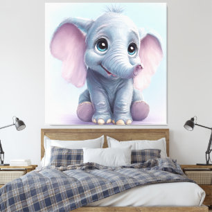 Whimsical Ghibli-Inspired Baby Elephant Art Print