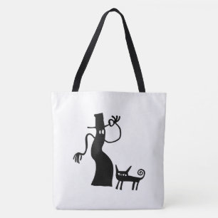 Whimsical Ghost and Cat Tote Bag