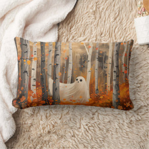 Whimsical Ghost Autumn Woods Fall Decoupage Lumbar Pillow