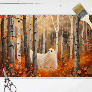 Whimsical Ghost Autumn Woods Fall Decoupage Tissue Paper