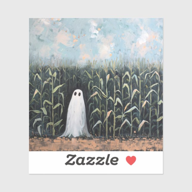 Whimsical Ghost Corn Field Oil Painting Sticker (Sheet)