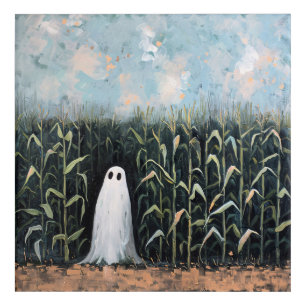 Whimsical Ghost Corn Field Painting Acrylic Print