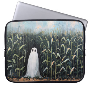 Whimsical Ghost Corn Field Painting Laptop Sleeve
