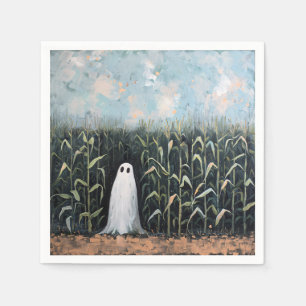 Whimsical Ghost Corn Field Painting Napkins