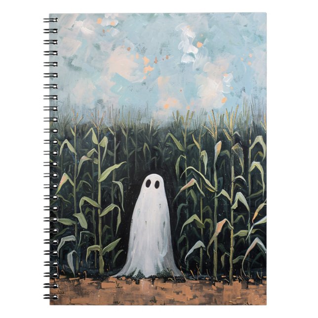 Whimsical Ghost Corn Field Painting Notebook (Front)