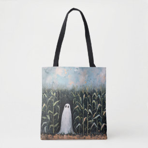 Whimsical Ghost Corn Field Painting Tote Bag