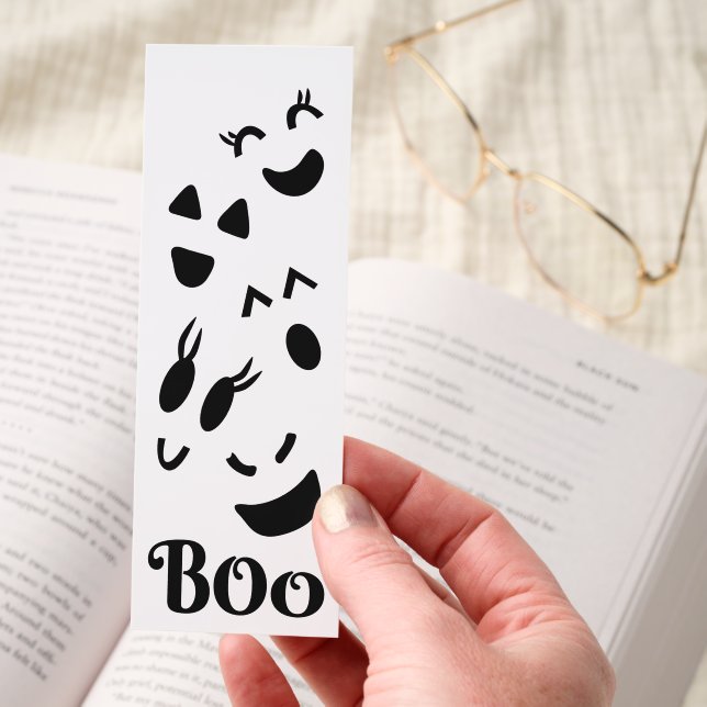 Whimsical Ghost Face | Boo, Cute Fun Halloween Bookmarks (Hand)