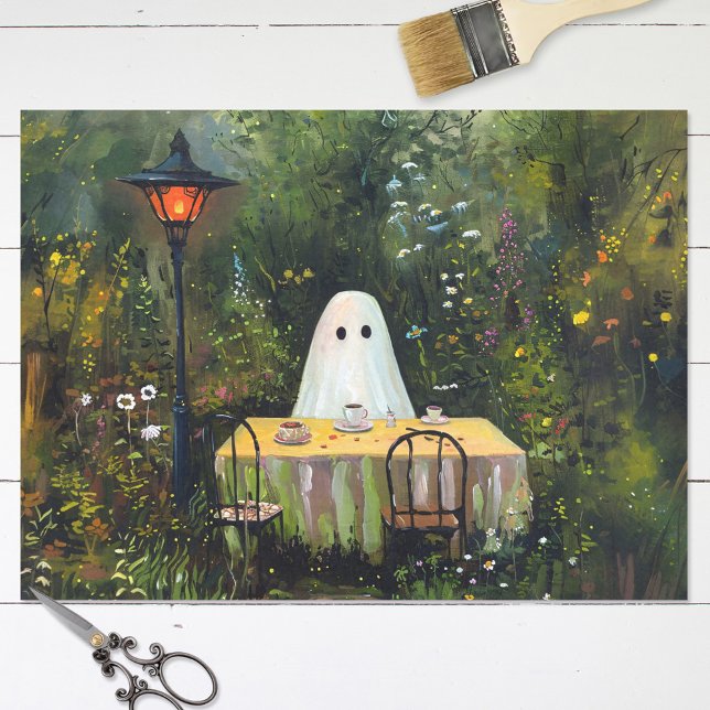 Whimsical Ghost Garden Tea Party Decoupage Tissue Paper (Creator Uploaded)