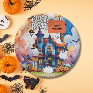 Whimsical Ghost Party Kids Halloween Paper Plates