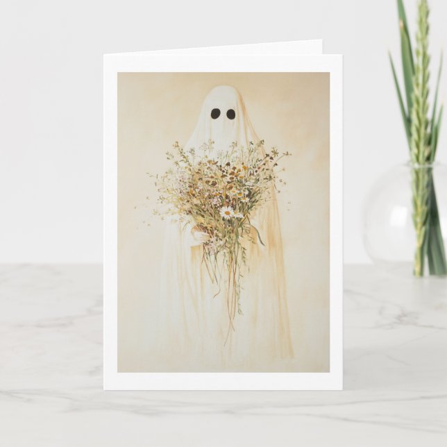 Whimsical Ghost with Wildflowers Invitation (Front)