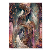 Whimsical Ghosts Spiral Staircase Gothic Castle